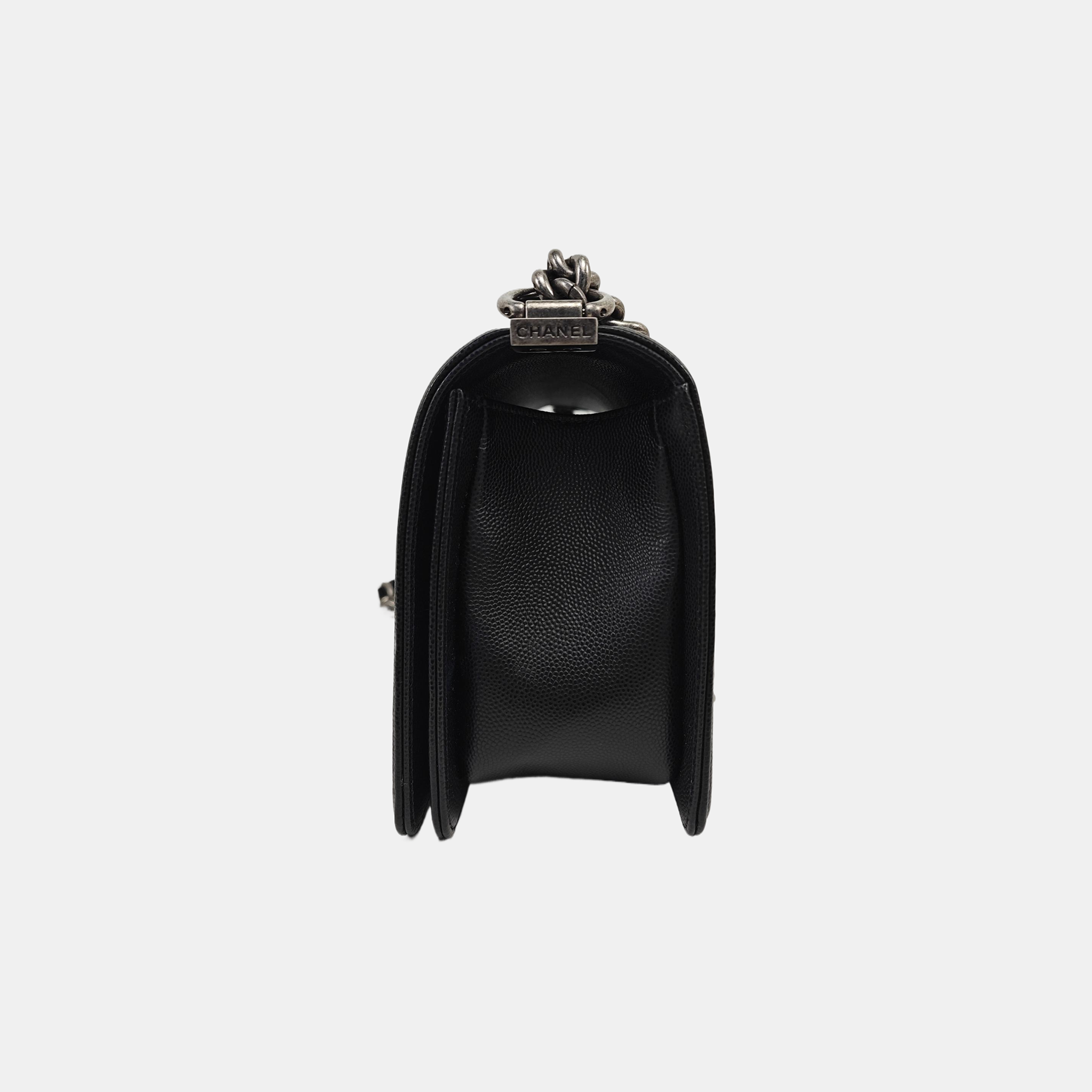 BOY CHANEL Medium Quilted Grained Calfskin Black