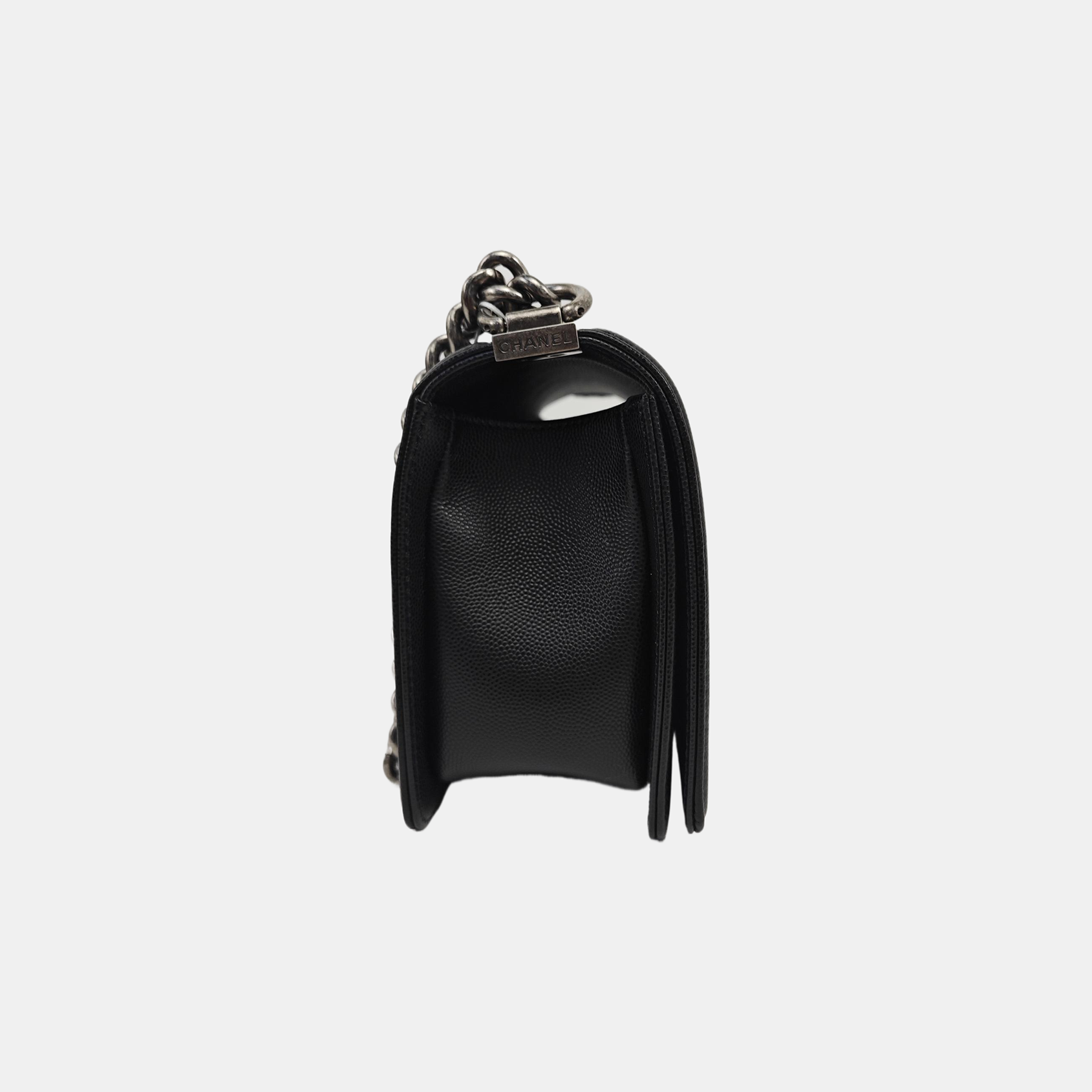 BOY CHANEL Medium Quilted Grained Calfskin Black