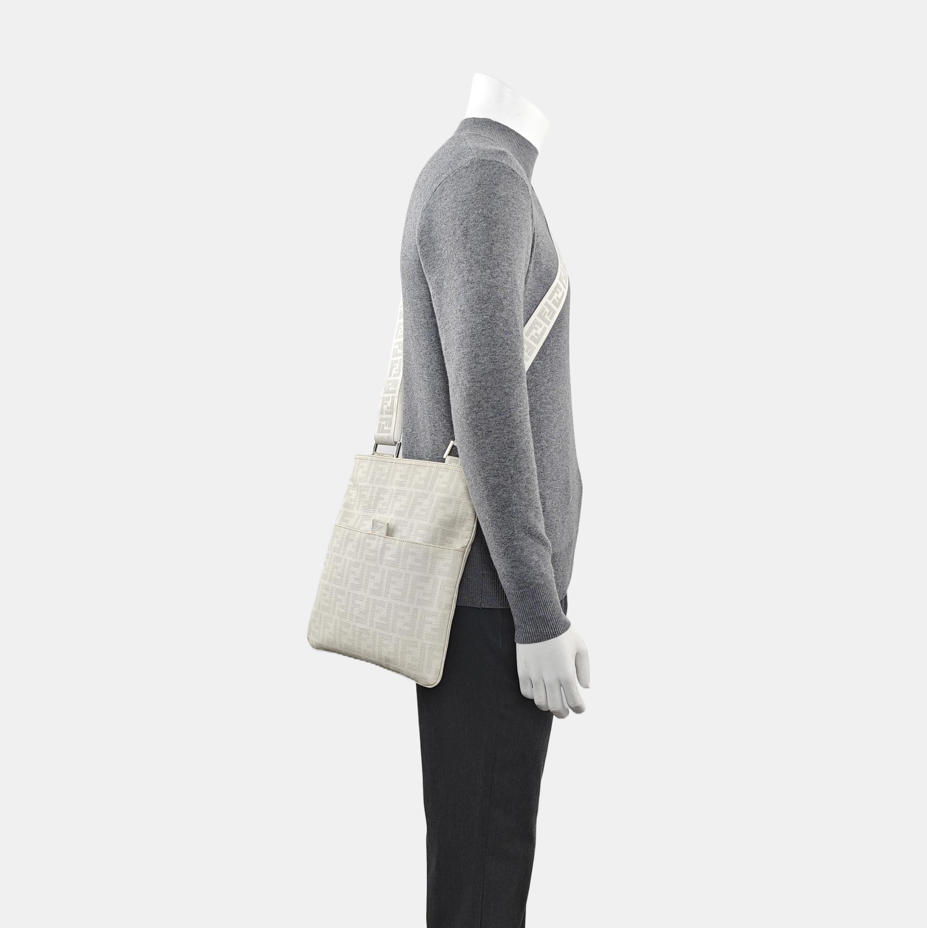 Coated Canvas Crossbody Bag Gray