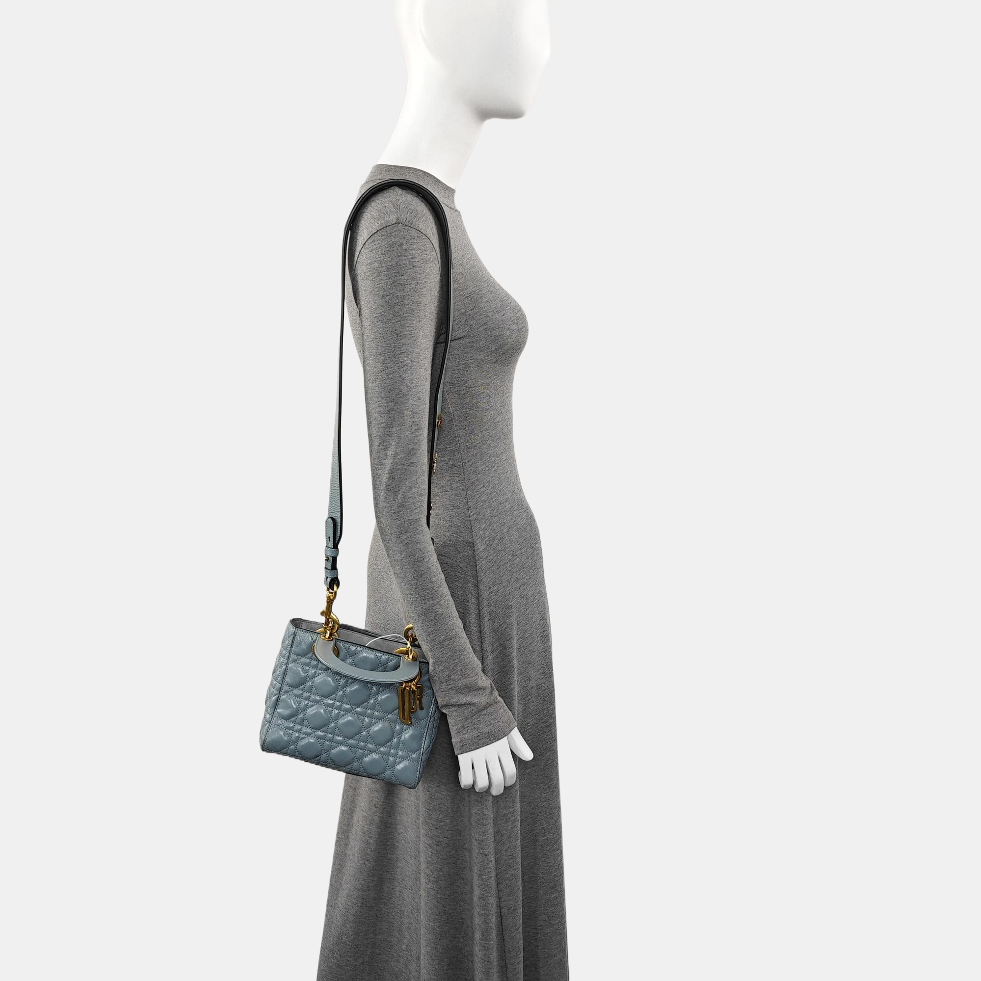 Lady Dior Small Cannage Patent Leather Blue