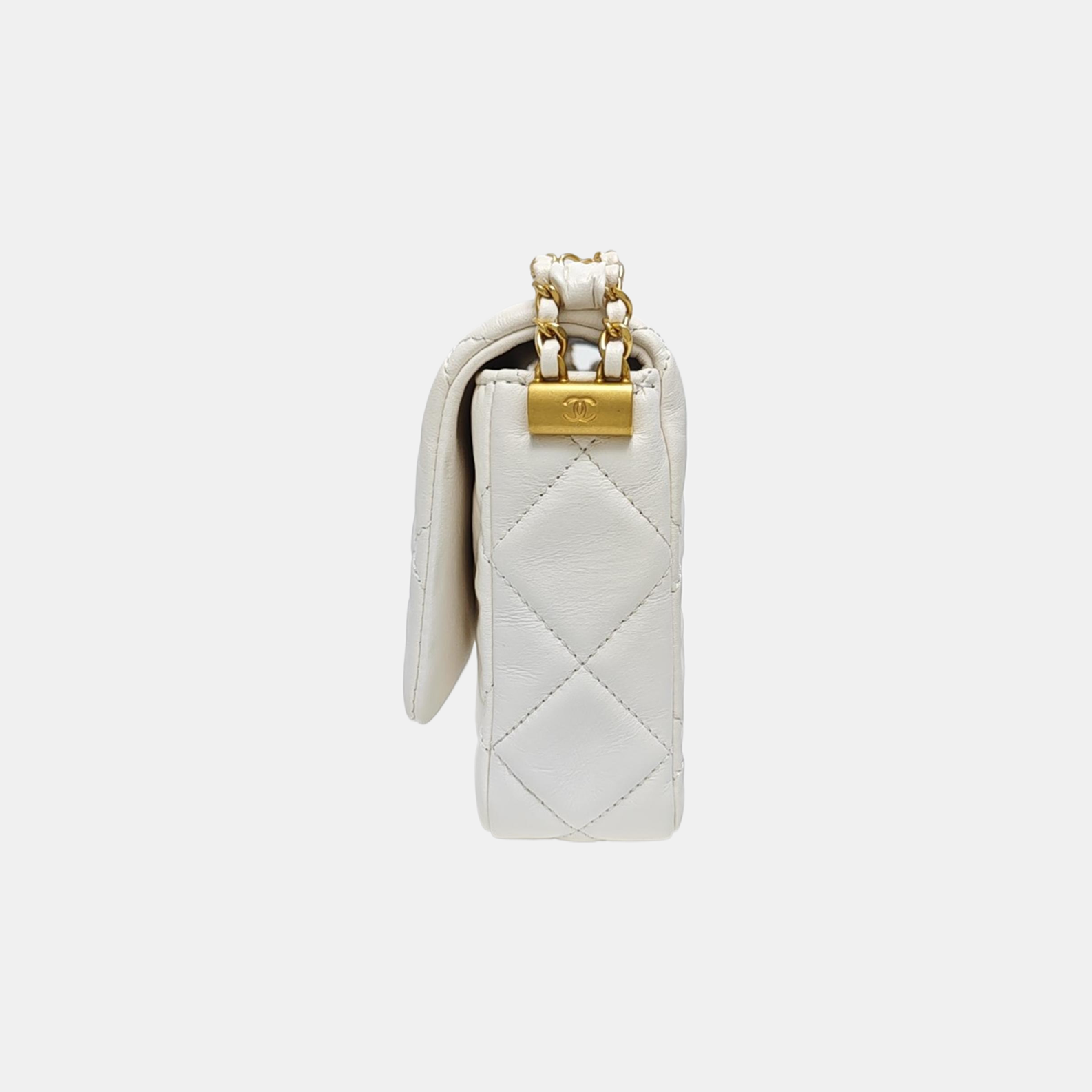 CHANEL 19 Small Quilted Calfskin White