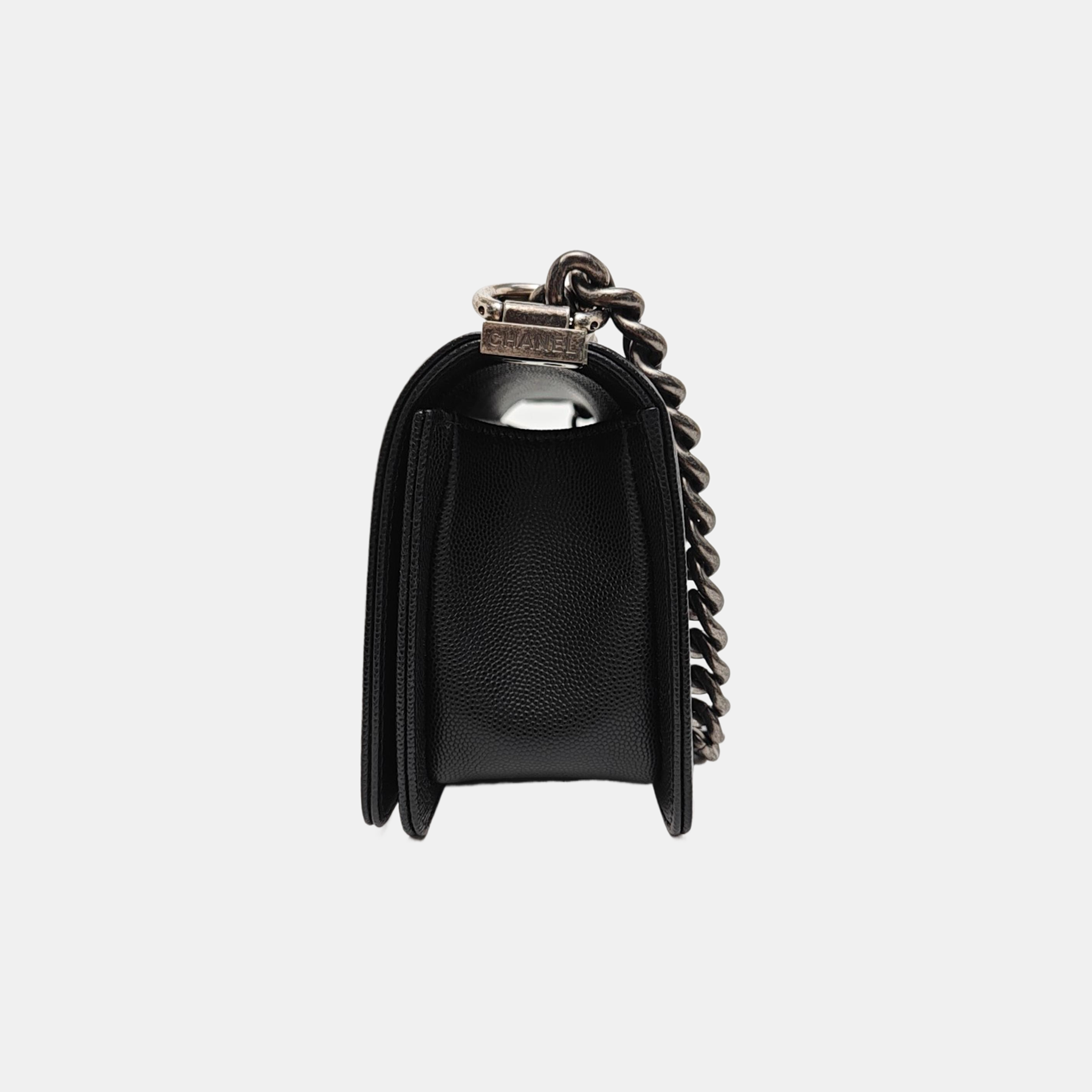 BOY CHANEL Small Quilted Grained Calfskin Black