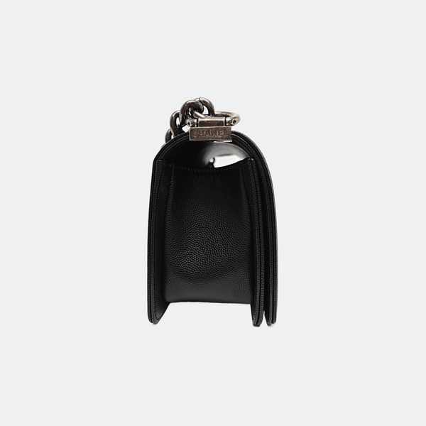 BOY CHANEL Small Quilted Grained Calfskin Black