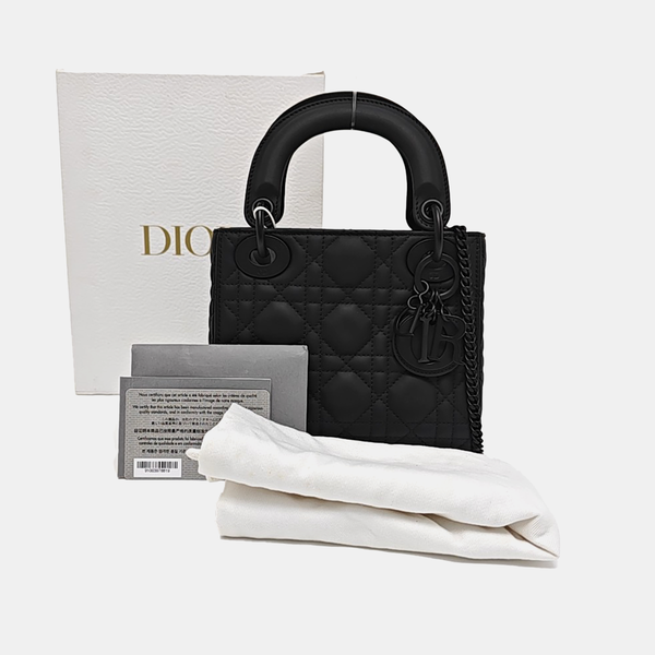 Lady Dior Mini Cannage Calfskin Black