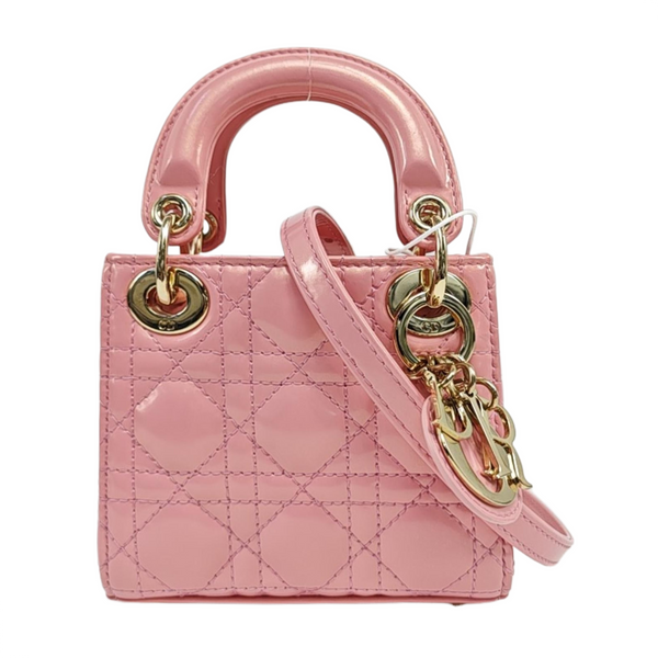Lady Dior Mini Cannage Patent Leather Pink