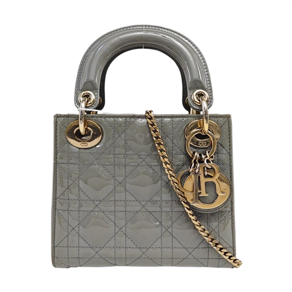 Lady Dior Mini Cannage Patent Leather Green