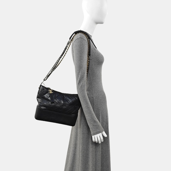 GABRIELLE Large Quilted Calfskin Black