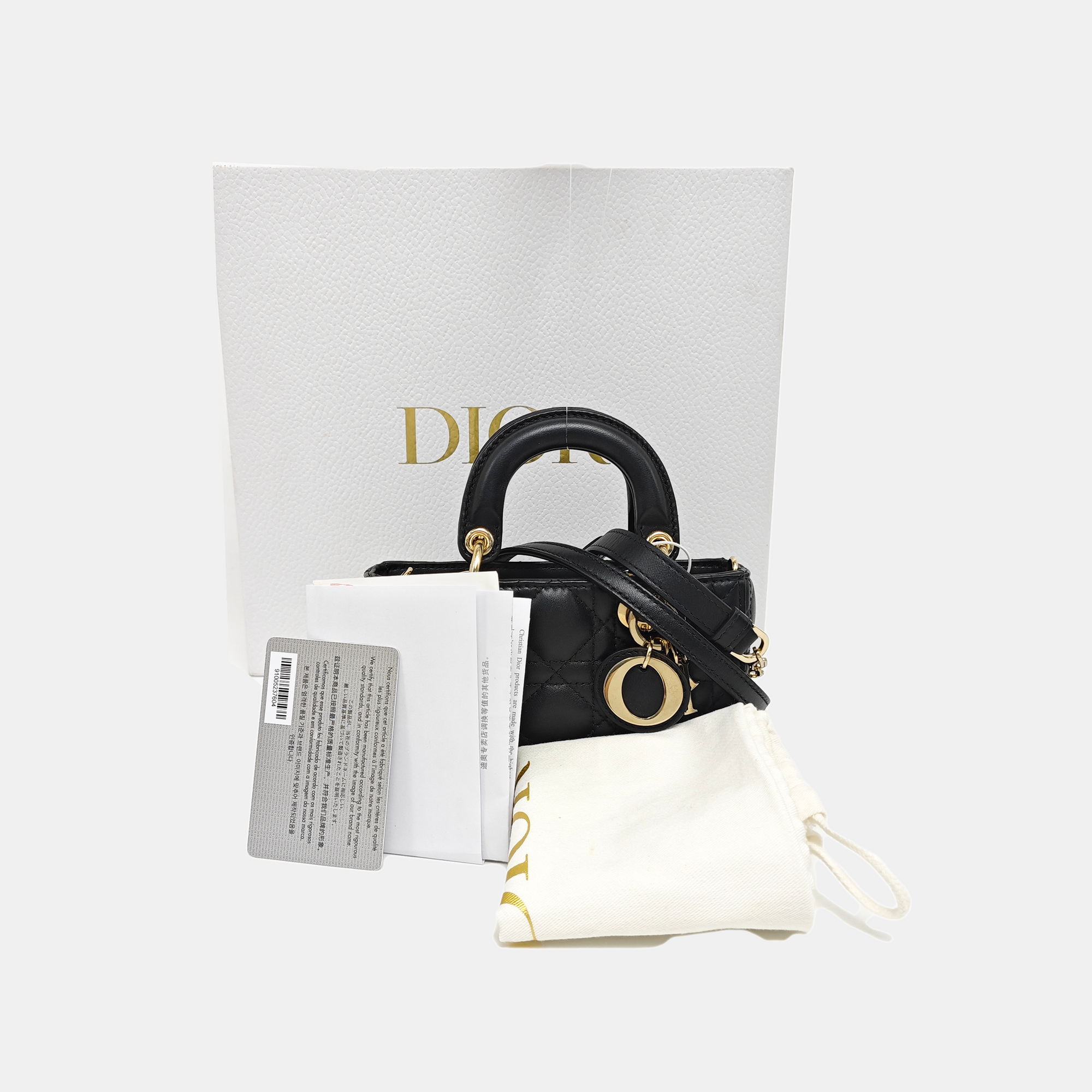 Lady D-Joy Super Mini Cannage Lambskin Black