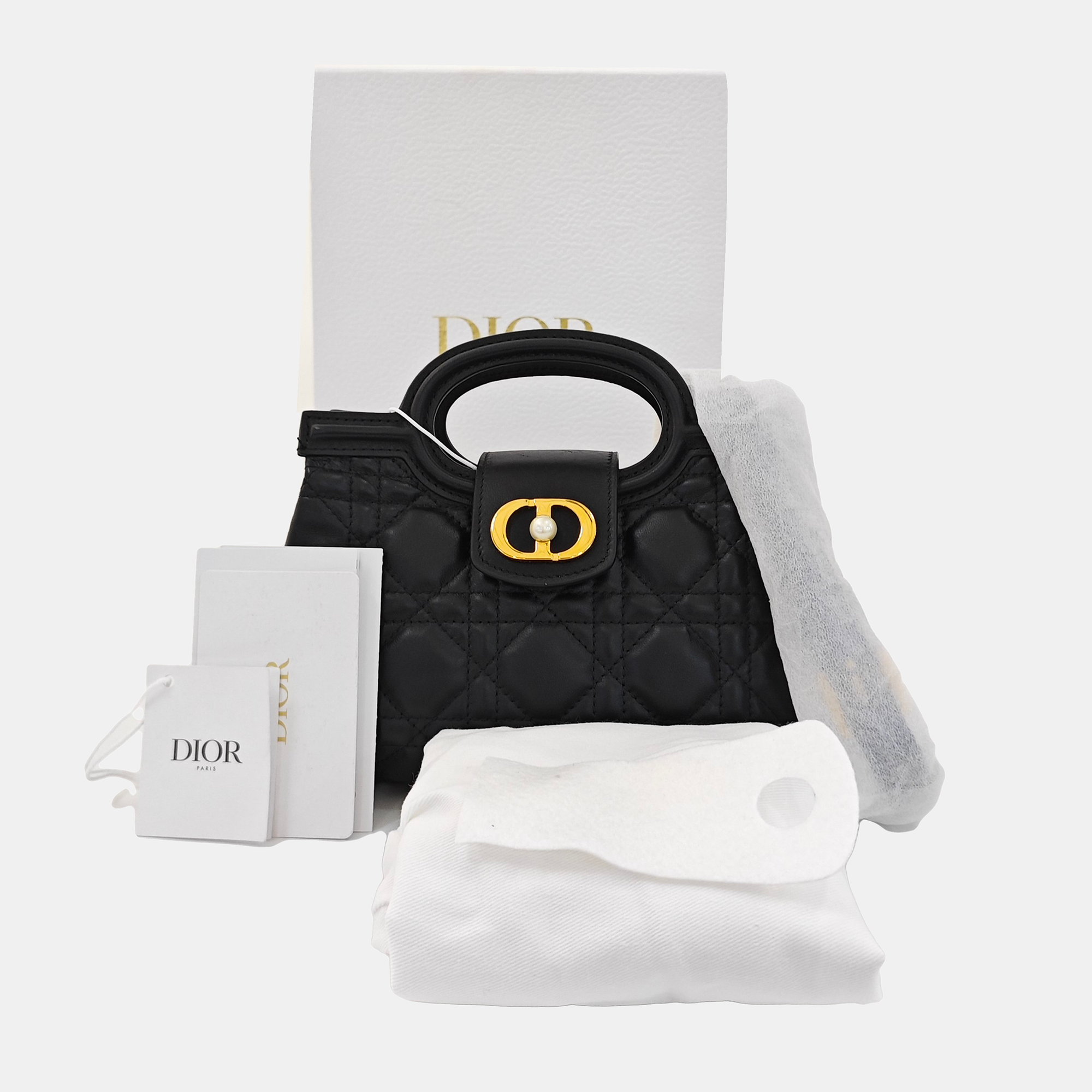 Jolie Top Handle Mini Cannage Lambskin Black