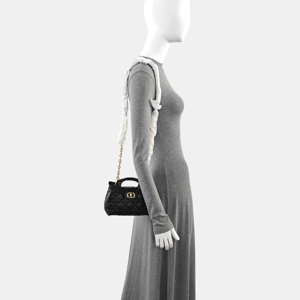 Jolie Top Handle Mini Cannage Lambskin Black