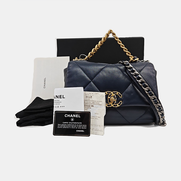 CHANEL 19 Small Quilted Lambskin Blue