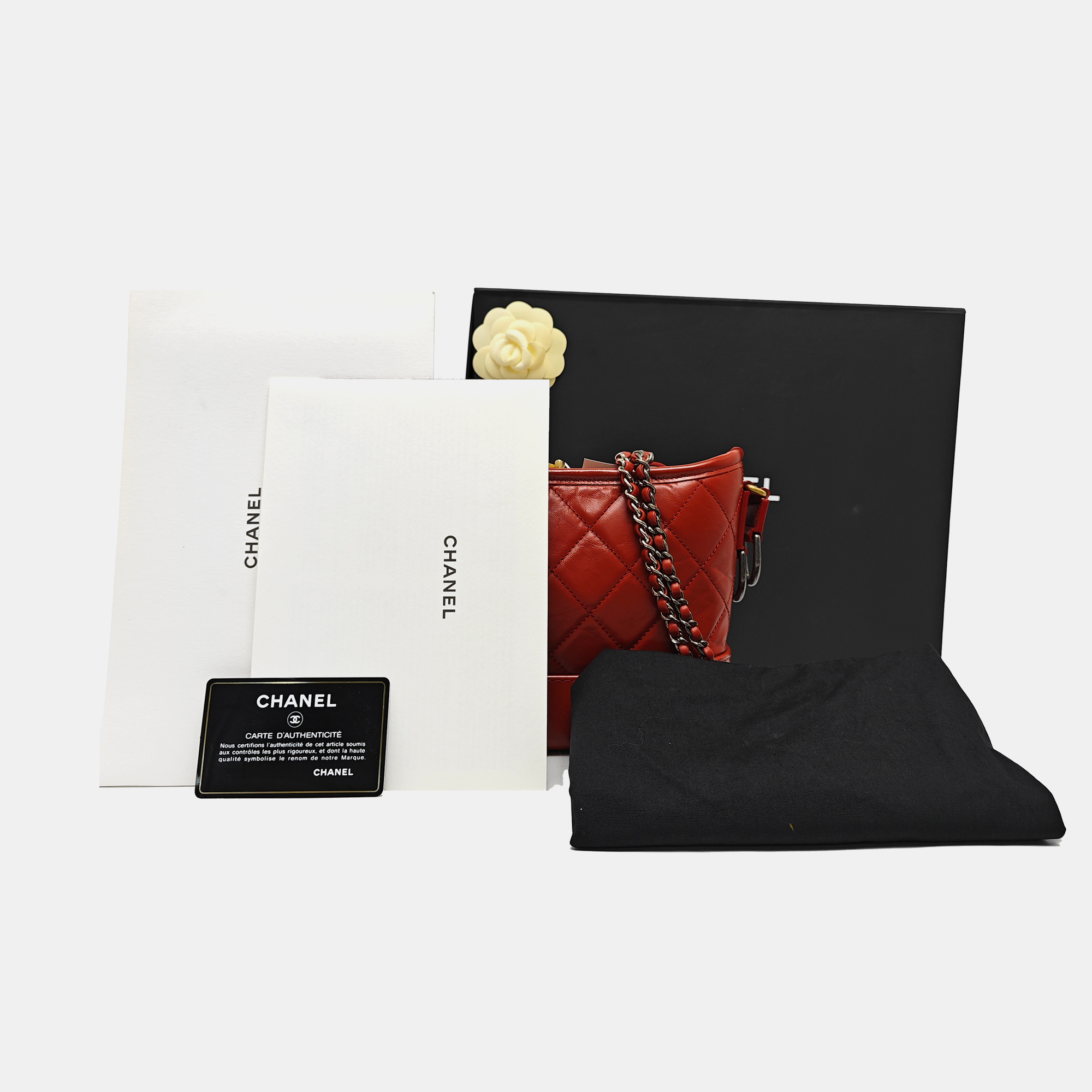 GABRIELLE Small Quilted Calfskin Red