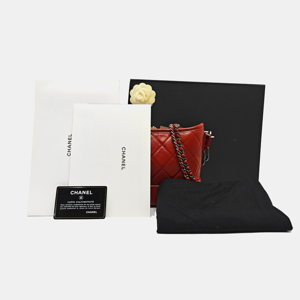 GABRIELLE Small Quilted Calfskin Red