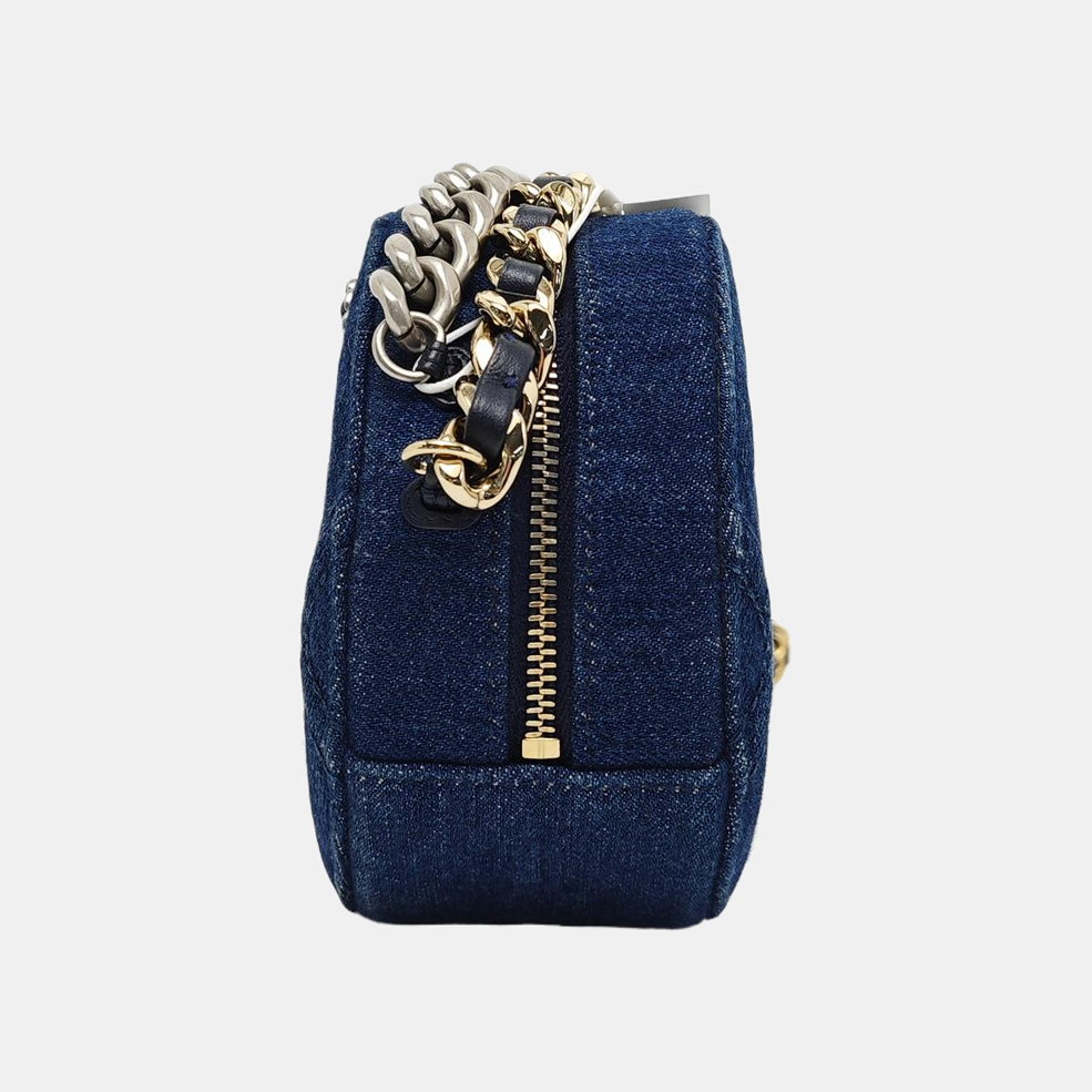 CHANEL 19 Small Quilted Denim Blue