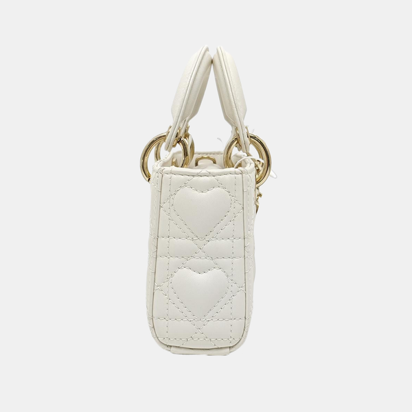 Lady D-Joy Super Mini Cannage Lambskin White