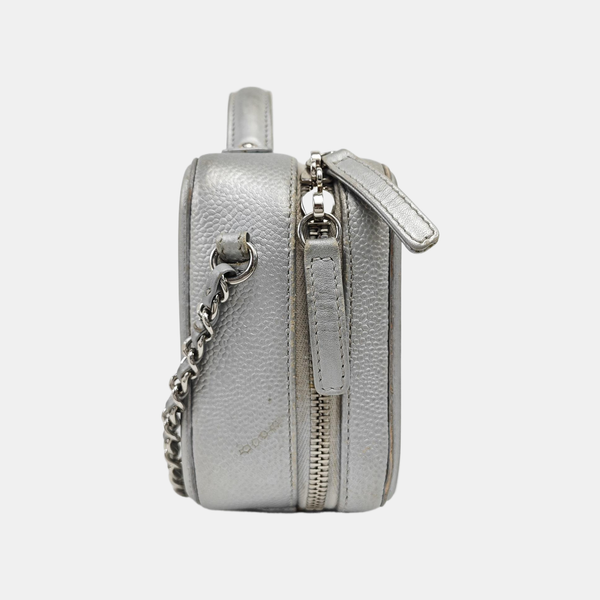 FILIGREE Small Quilted Grained Calfskin Silver