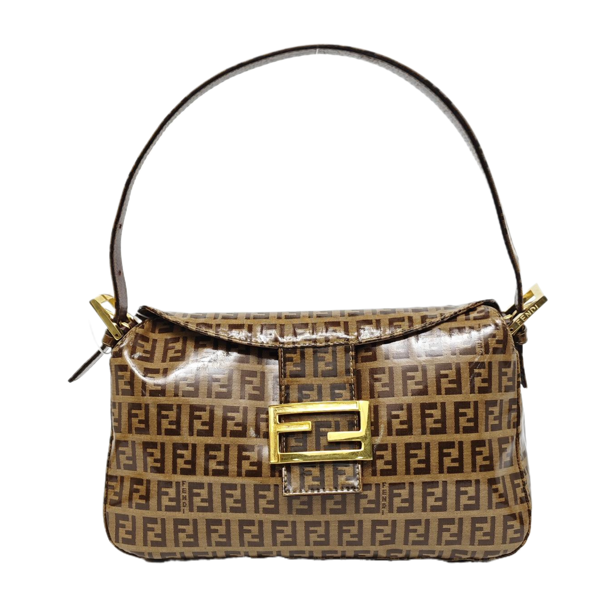 Coated Canvas Top Handle Bag Brown