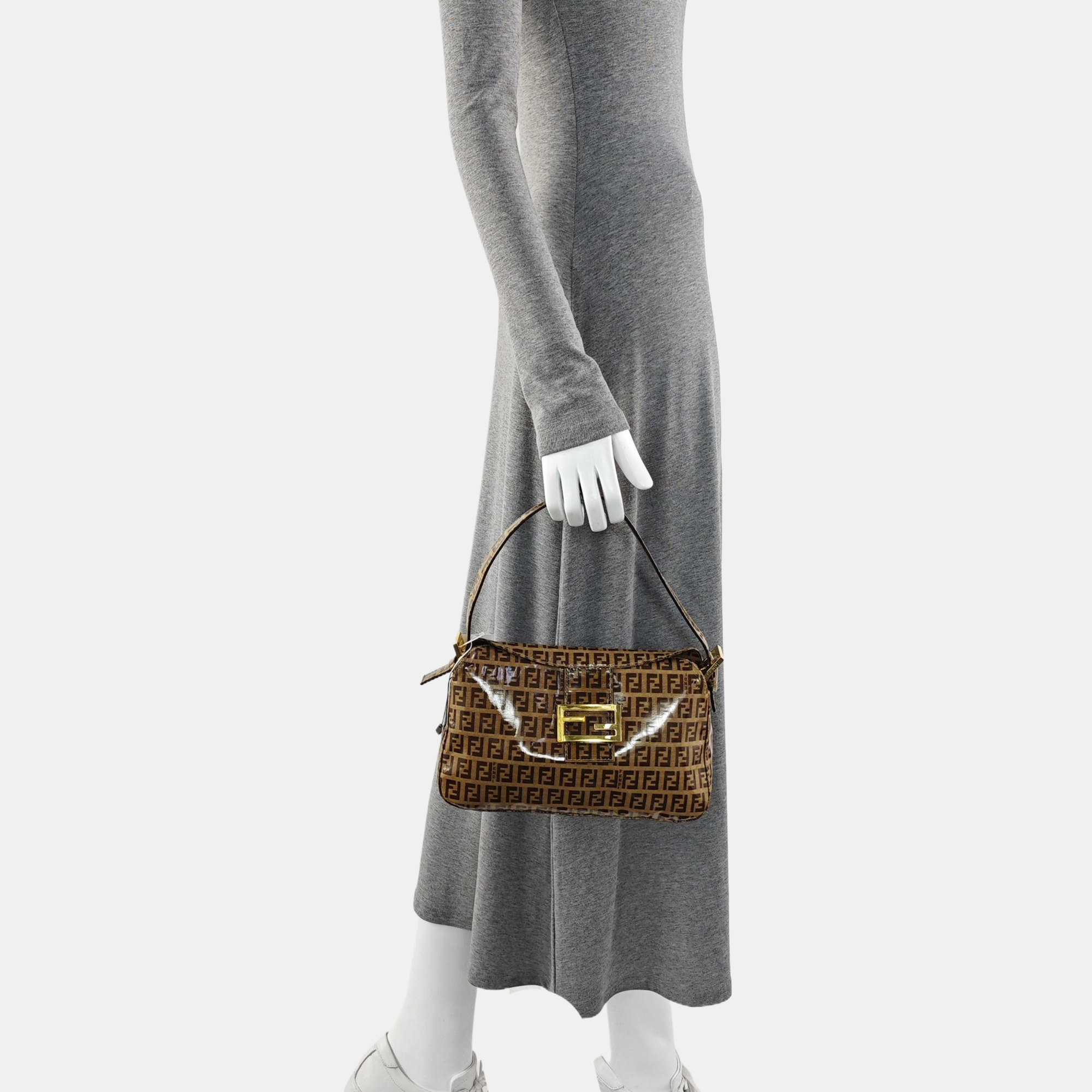 Coated Canvas Top Handle Bag Brown