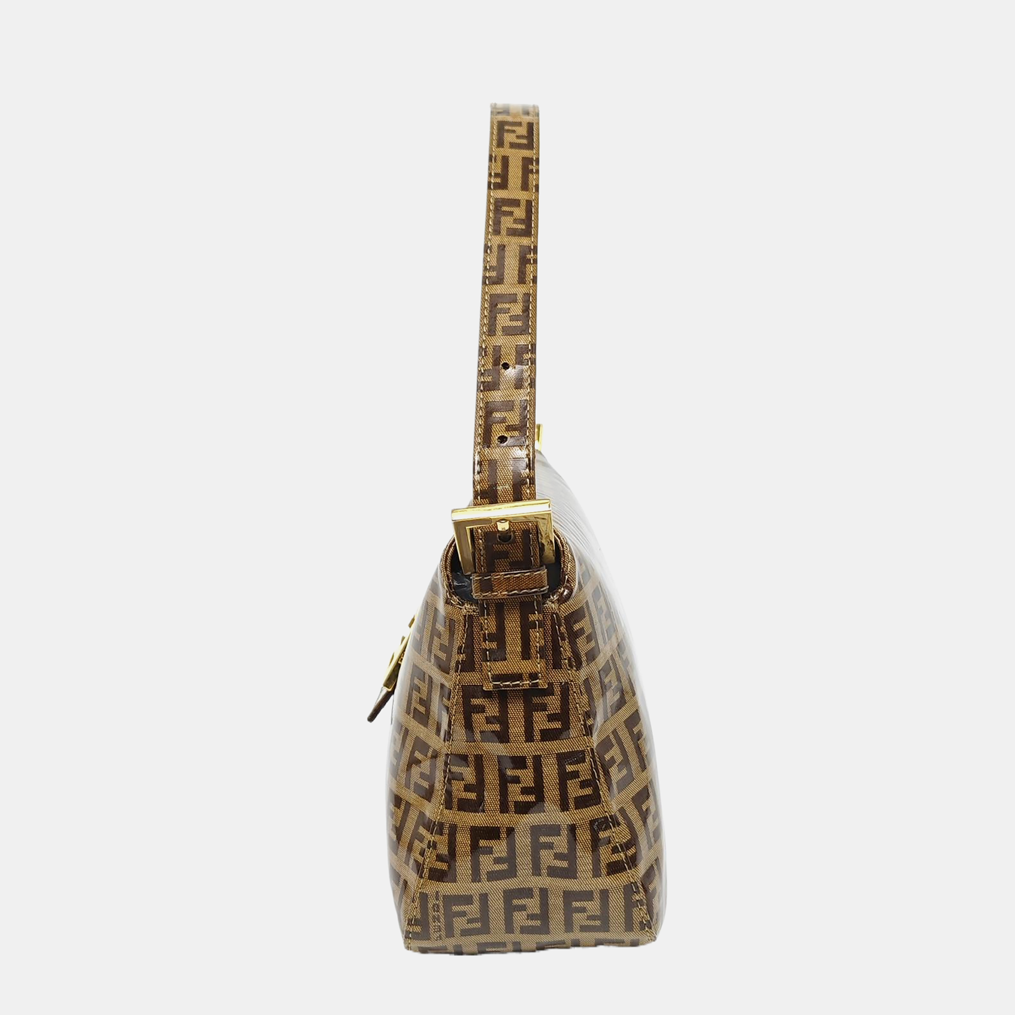 Coated Canvas Top Handle Bag Brown