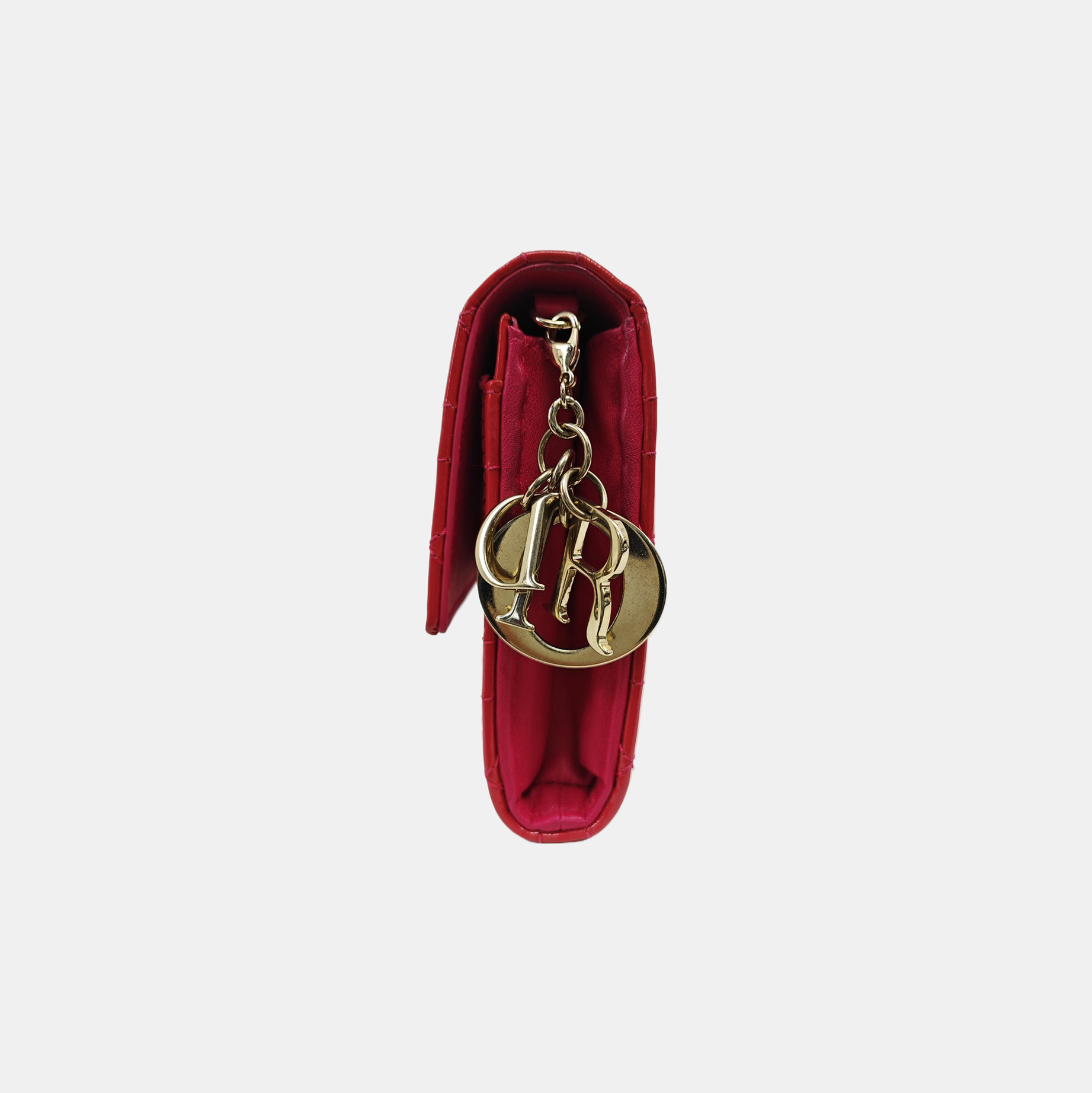 Lady Dior Small Cannage Patent Leather Red