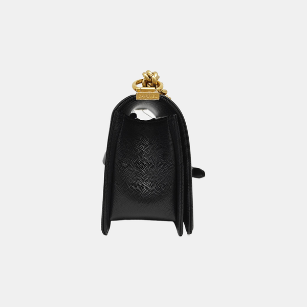BOY CHANEL Medium Quilted Grained Calfskin Black