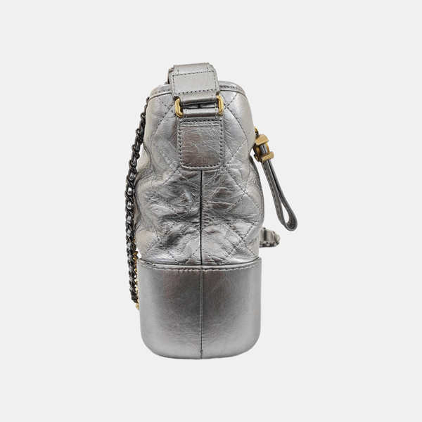 GABRIELLE Medium Quilted Calfskin Silver