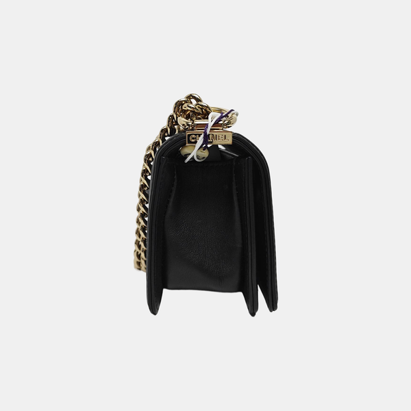 BOY CHANEL Chevron Grained Calfskin Black