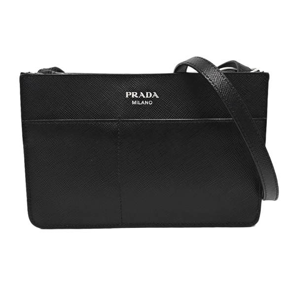 Saffiano Calfskin Shoulder Bag Black