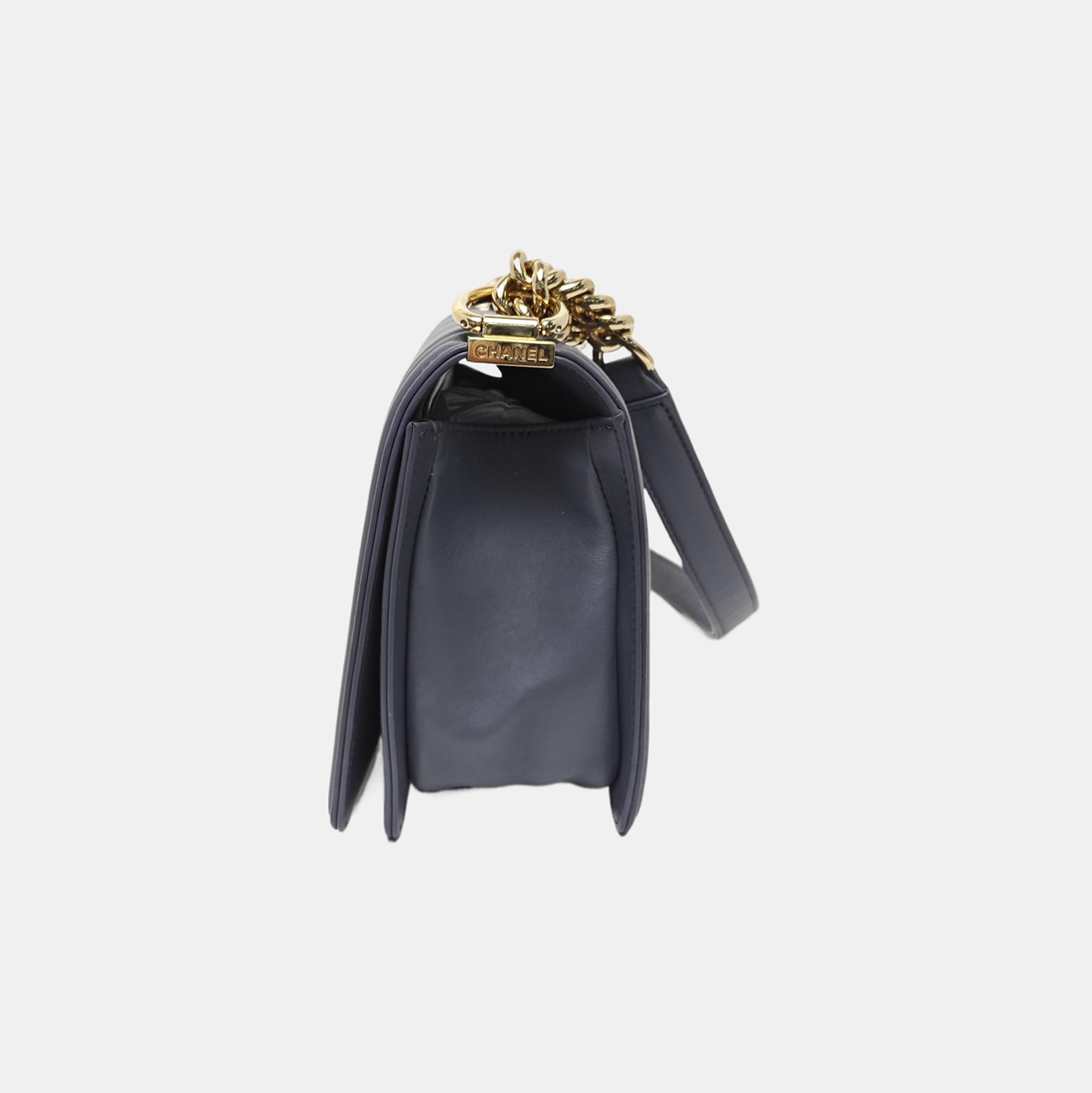 BOY CHANEL Medium Chevron Calfskin Blue