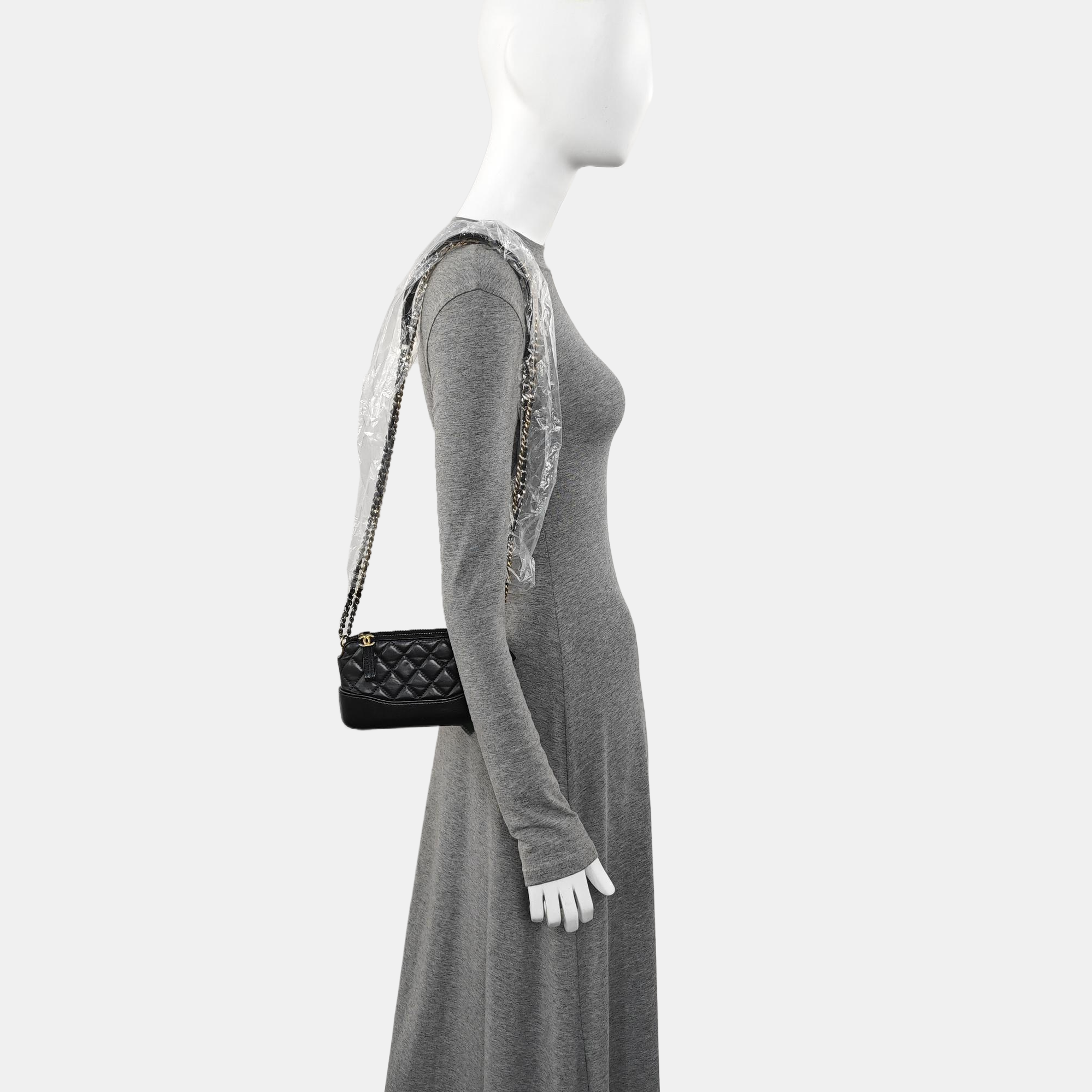 GABRIELLE Mini Quilted Lambskin Black