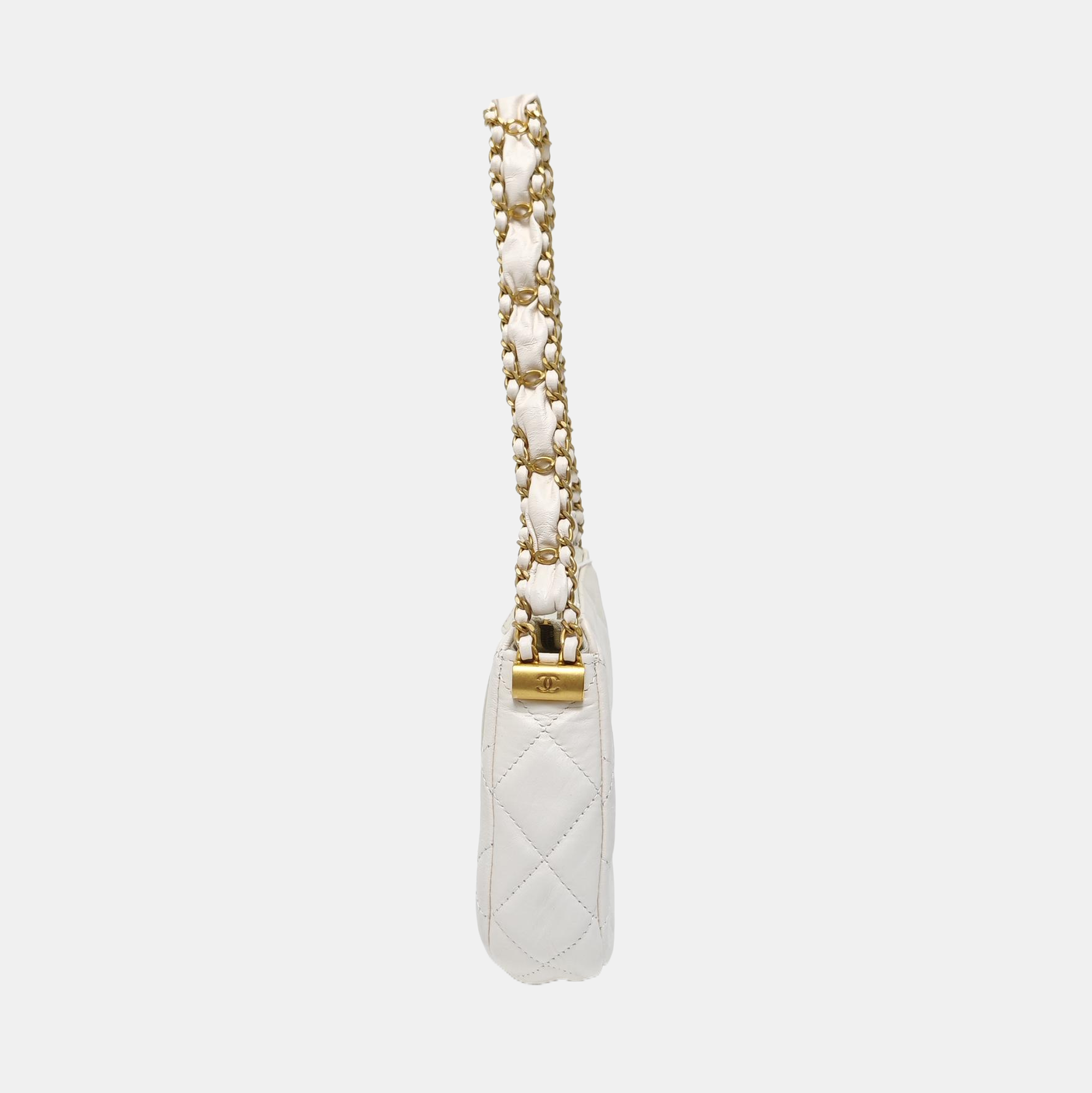 CHANEL 19 Small Quilted Calfskin White