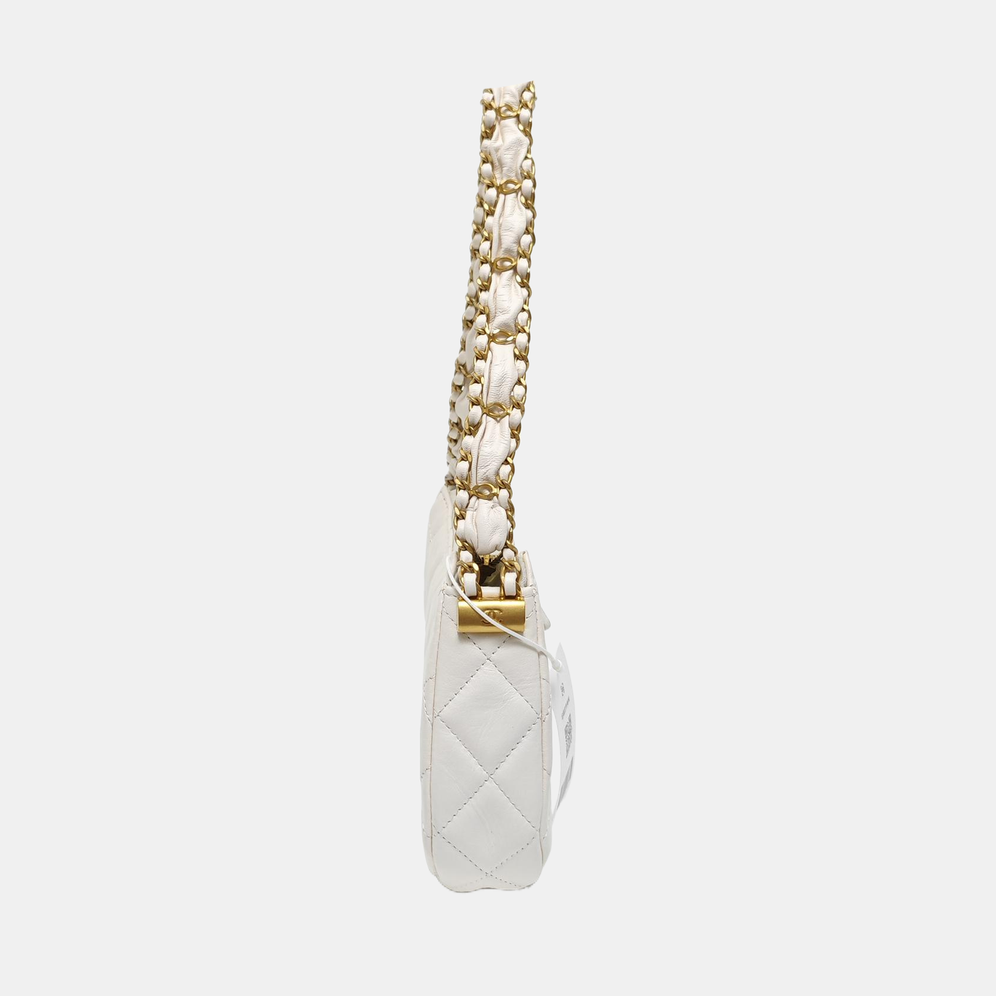 CHANEL 19 Small Quilted Calfskin White
