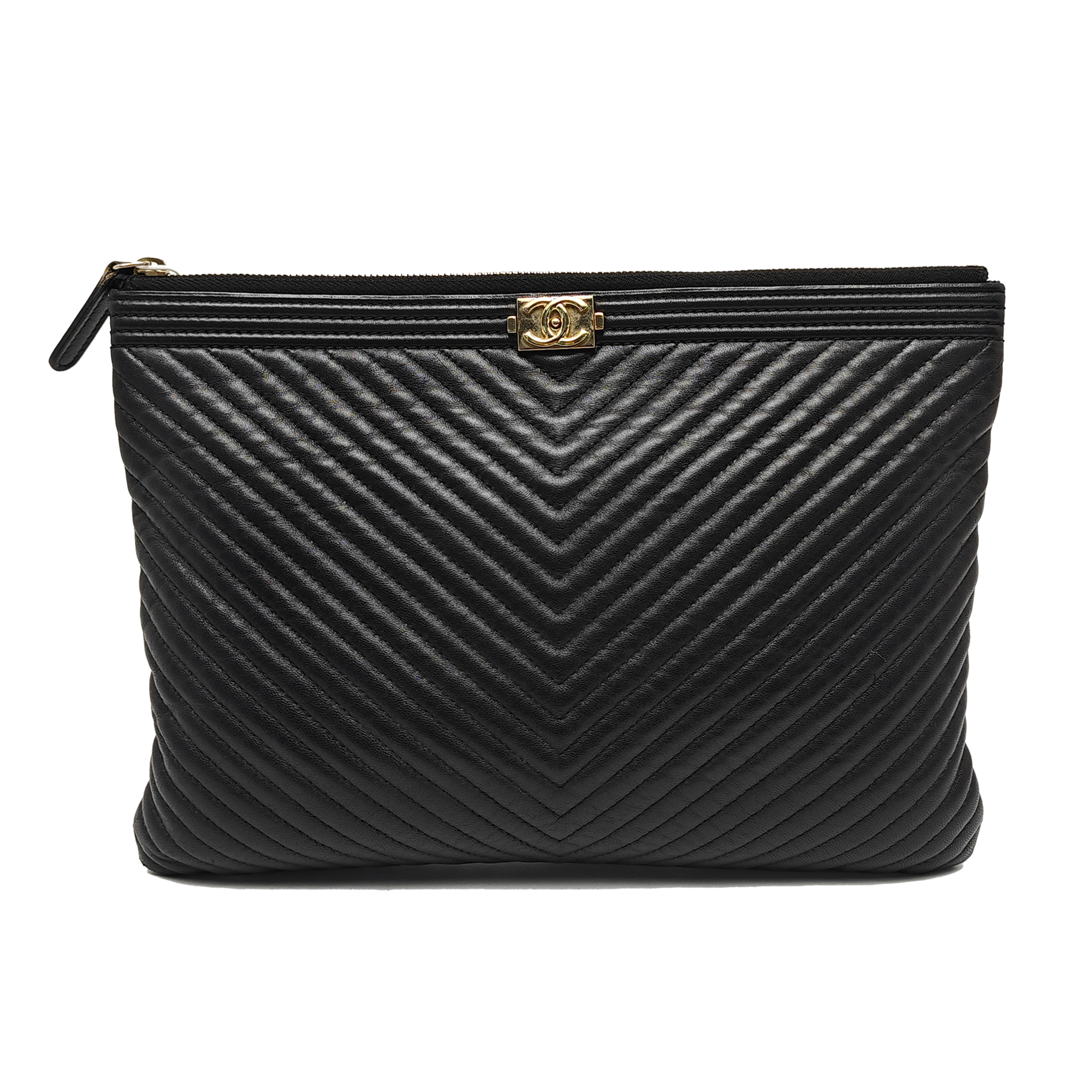 BOY CHANEL Medium Chevron Lambskin Black