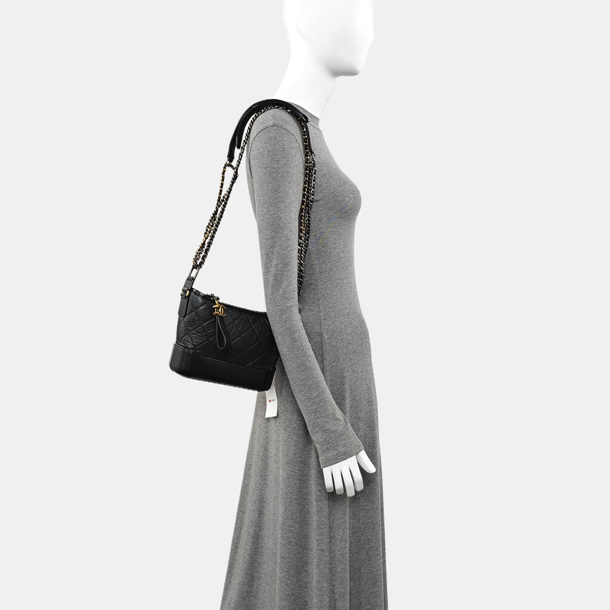 GABRIELLE Small Quilted Vintage Calf Black