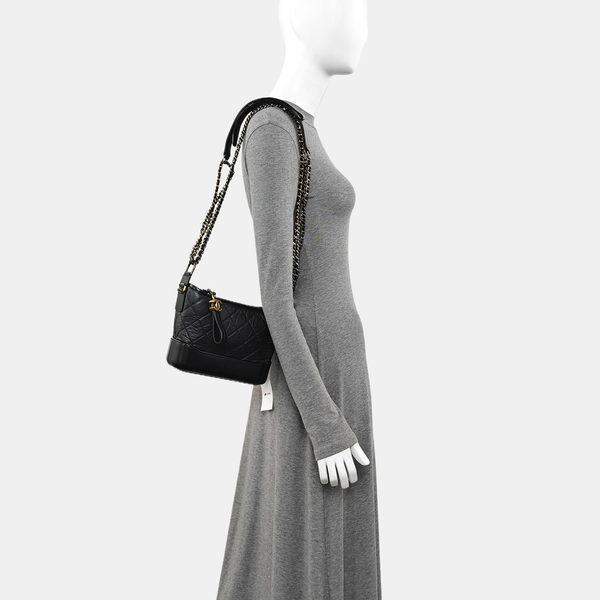 GABRIELLE Small Quilted Vintage Calf Black