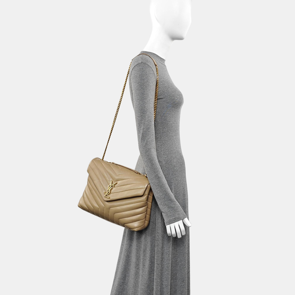LOULOU Medium Quilted Calfskin Beige