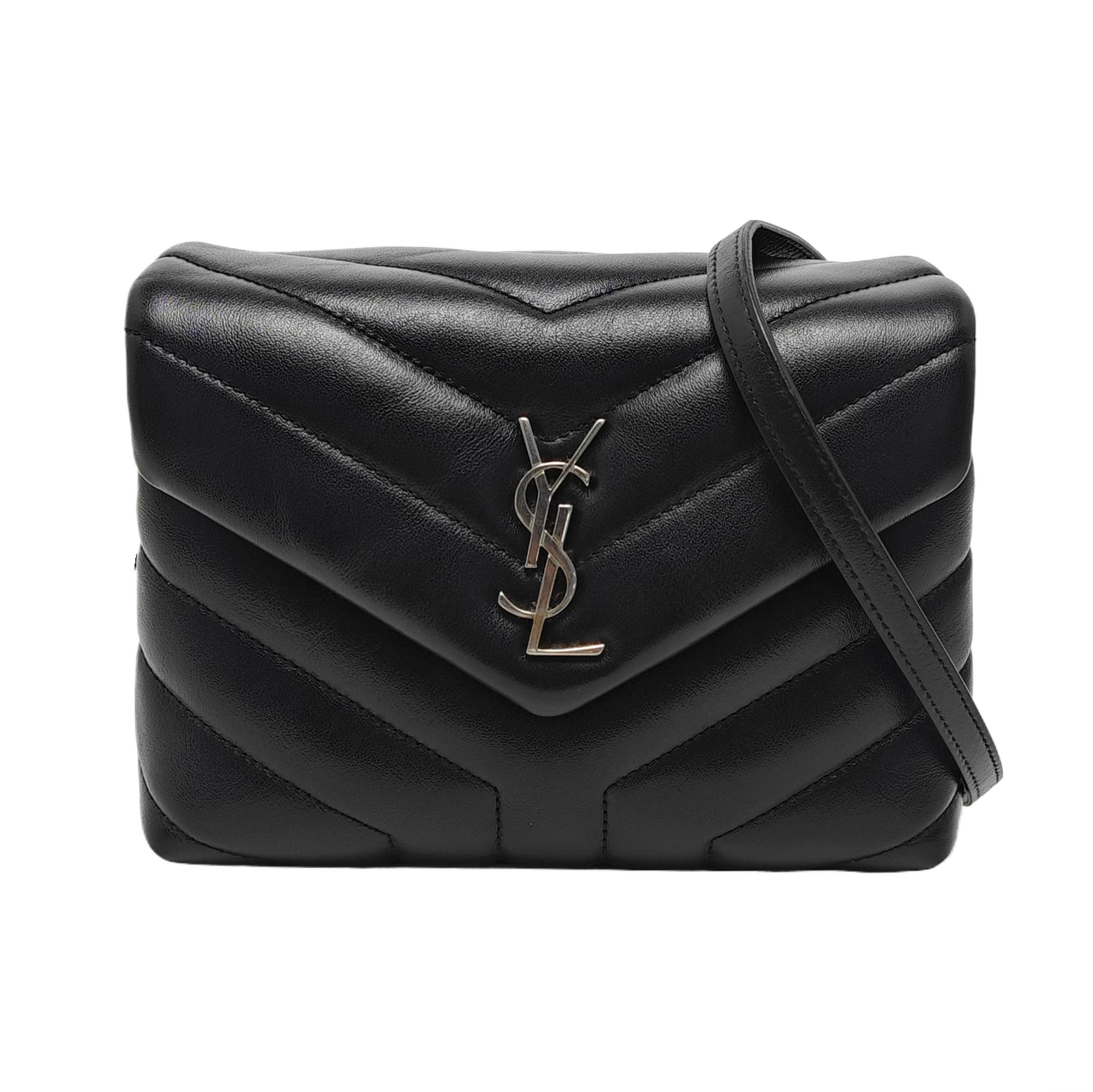LOULOU Extra Small Chevron Calfskin Black