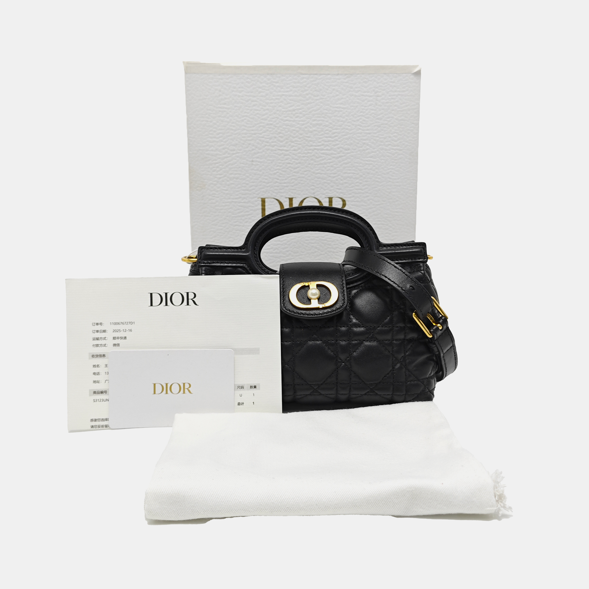 Jolie Top Handle Mini Cannage Lambskin Black