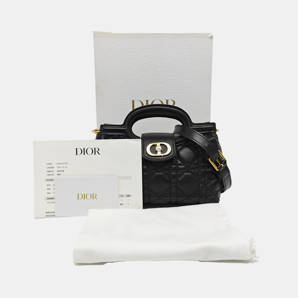 Jolie Top Handle Mini Cannage Lambskin Black