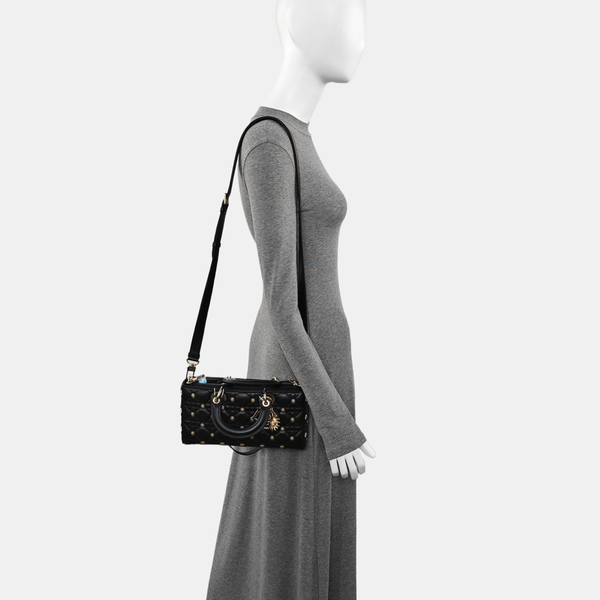 Lady D-Joy Medium Cannage Lambskin Black