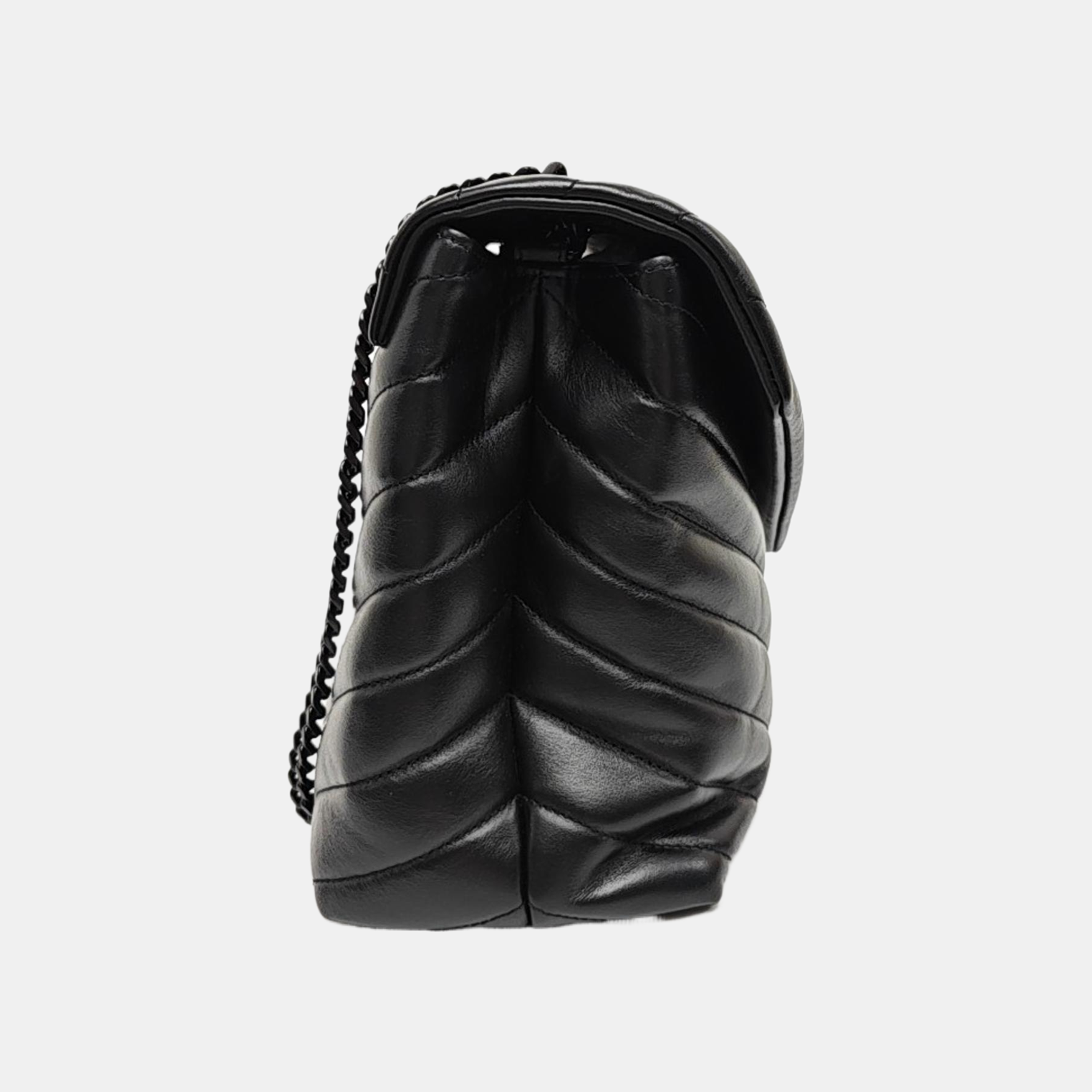 LOULOU Medium Chevron Calfskin Black