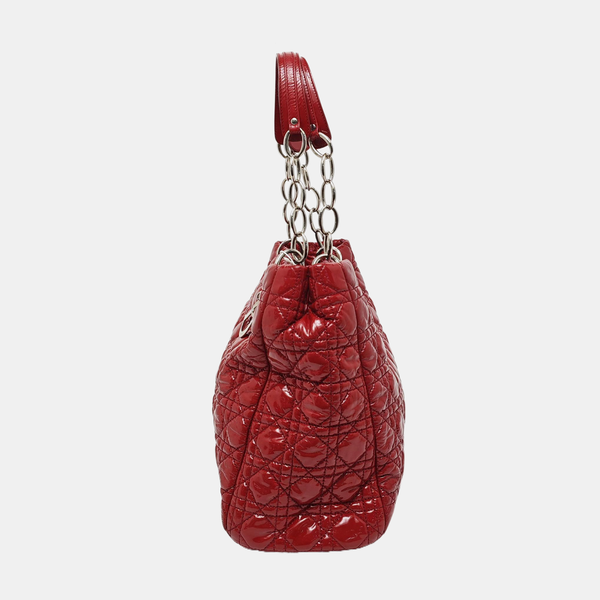 Dior Soft Large Cannage Patent Leather Red