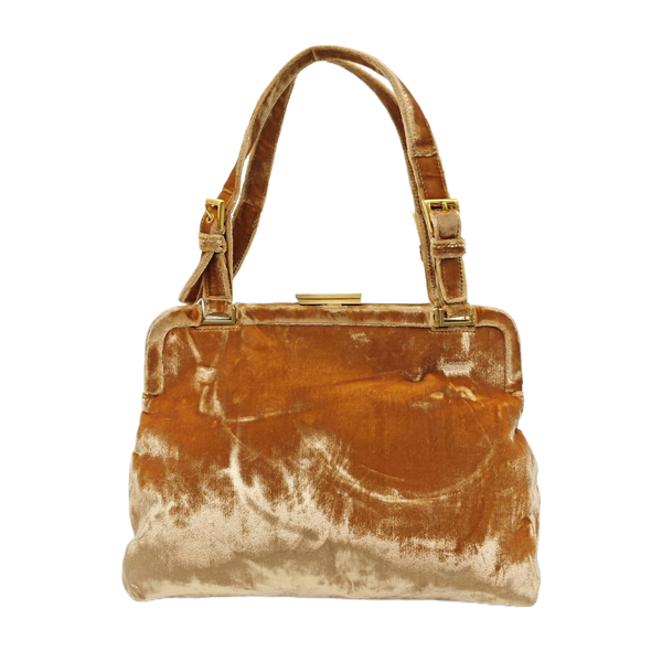 Velvet Top Handle Bag Brown