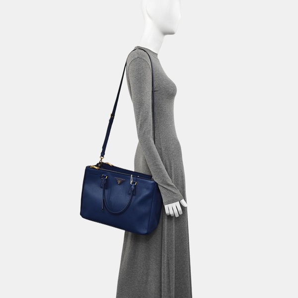 Galleria Large Saffiano Calfskin Blue