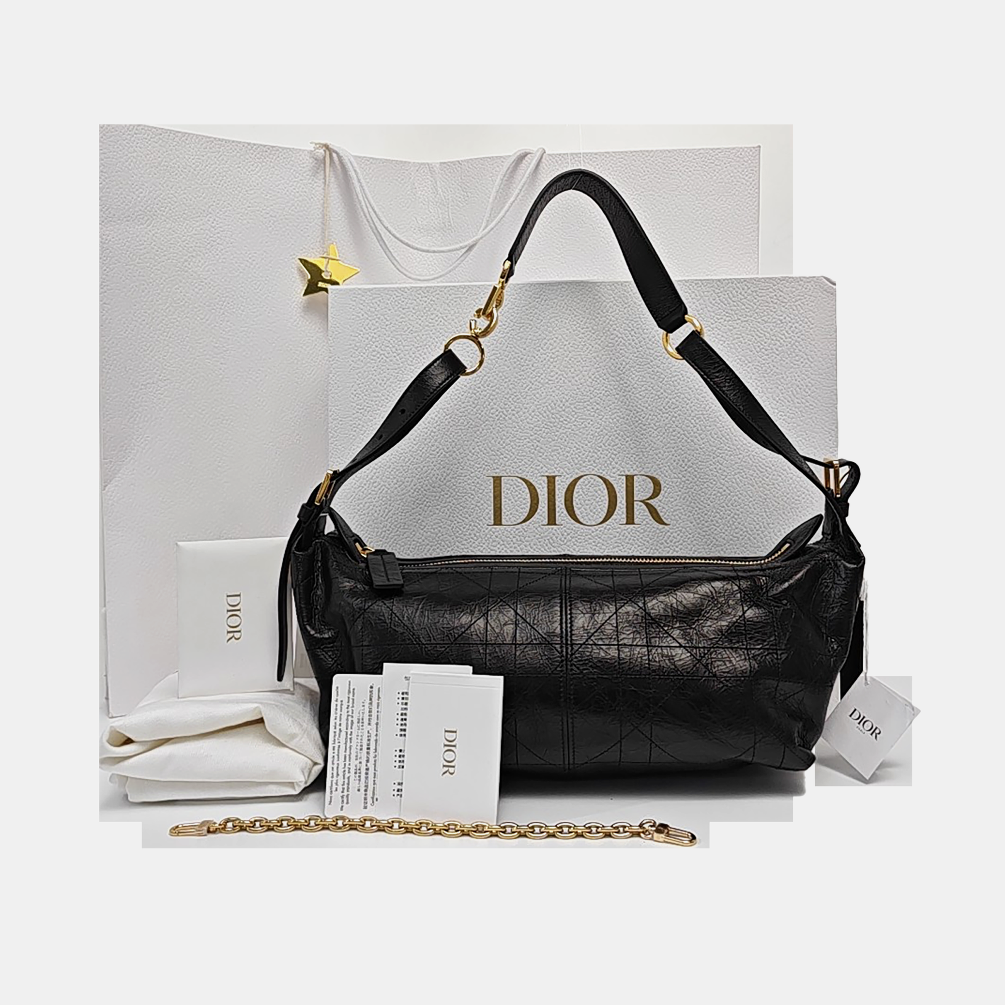 D-Journey Medium Cannage Calfskin Black