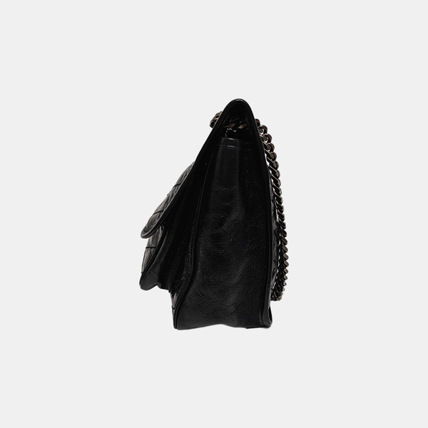 NIKI Medium Chevron Calfskin Black