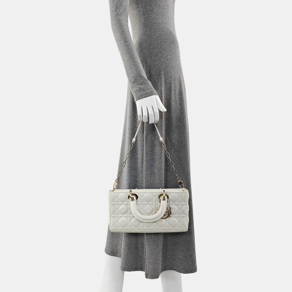 Lady D-Joy Medium Cannage Lambskin White