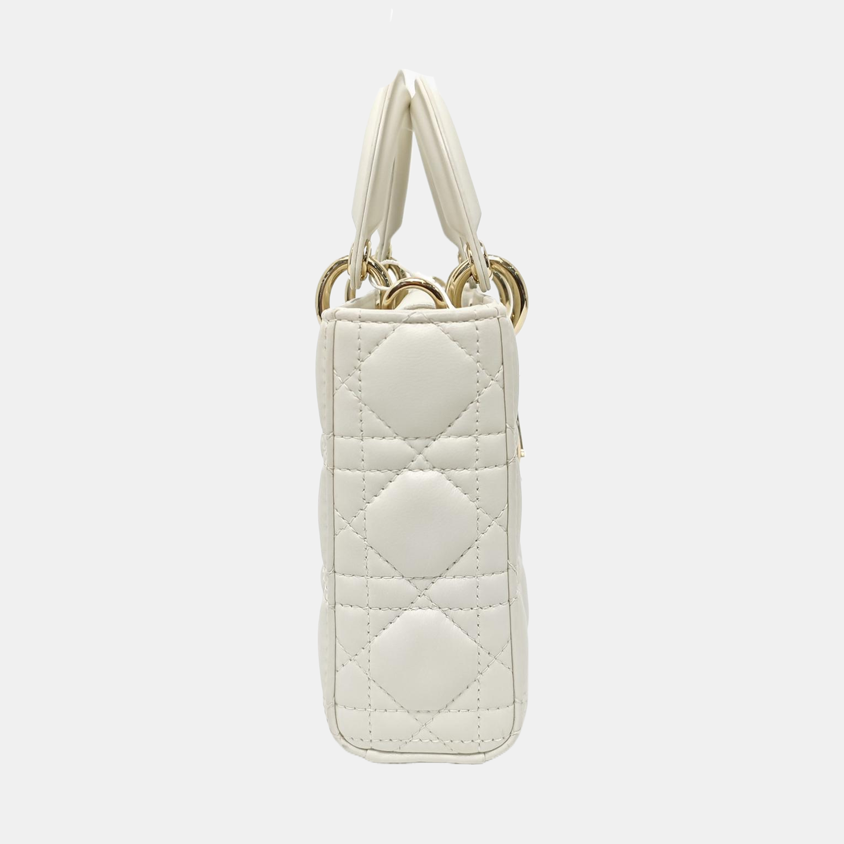 Lady D-Joy Medium Cannage Lambskin White
