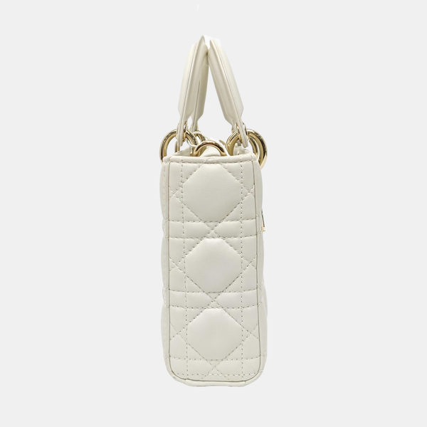 Lady D-Joy Medium Cannage Lambskin White