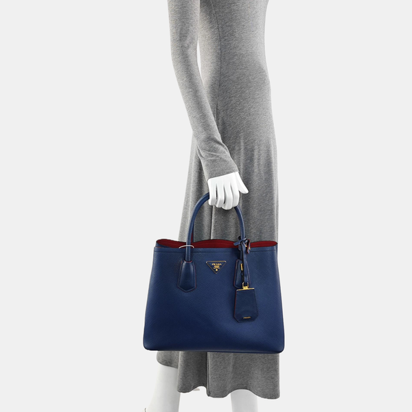 Double Medium Calfskin Blue